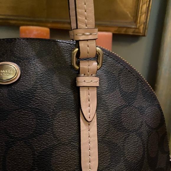 Coach Peyton Signature Domed Cora Satchel in Cora Brown Coated Canvas - Picture 5 of 16